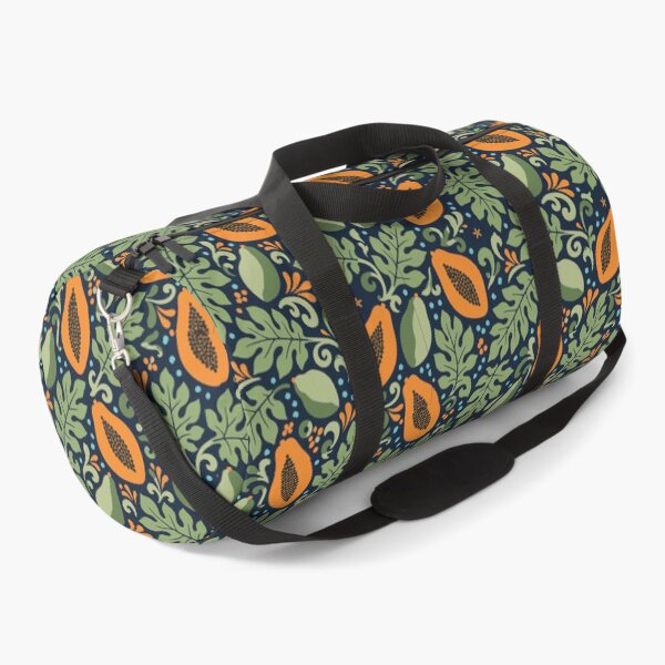 Item preview, Tropical Papaya Pattern – Polynesian Foliage on Navy Blue designed and sold by Tahitifaifai.
