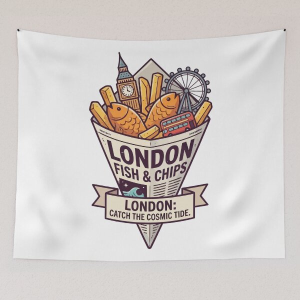 Item preview, London Fish and Chips Cosmic Tide Big Ben designed and sold by Amir Faysal.