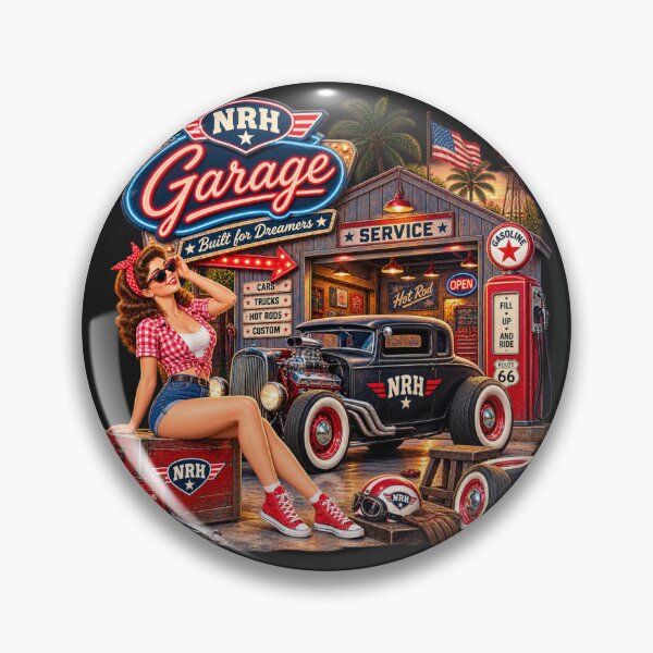 Item preview, Vintage NRH Garage Hot Rod Metal Sign designed and sold by Normandy Road Heritage.