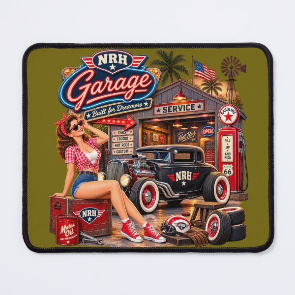 Item preview, Vintage NRH Garage Hot Rod Metal Sign designed and sold by Normandy Road Heritage.