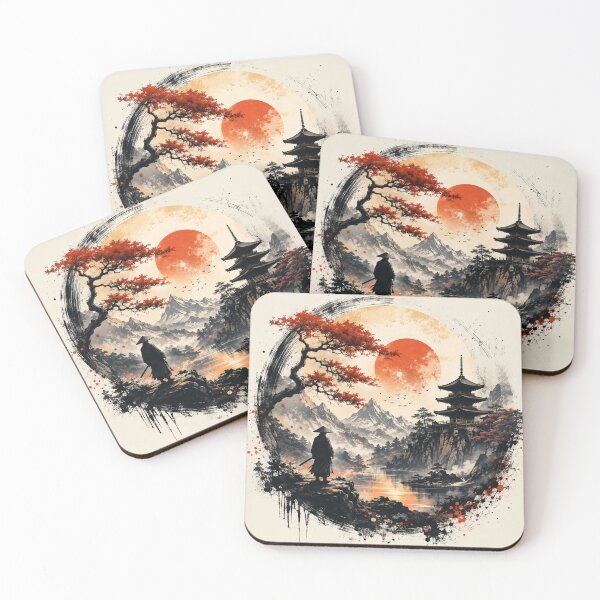 Item preview, The Silent Ronin – Japanese Ink Wash Mountain Art designed and sold by TeeVibeHaus.