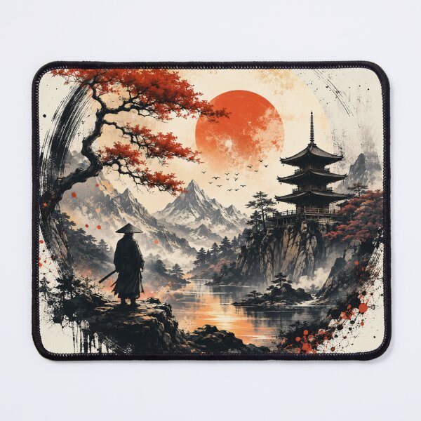 Item preview, The Silent Ronin – Japanese Ink Wash Mountain Art designed and sold by TeeVibeHaus.