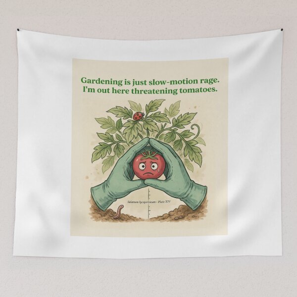 Item preview, Funny Gardening Shirt – Threatening Tomatoes – Sarcastic Plant Mom Gift for Gardeners designed and sold by FurryPrintLab-FurryPrintLabDesign.