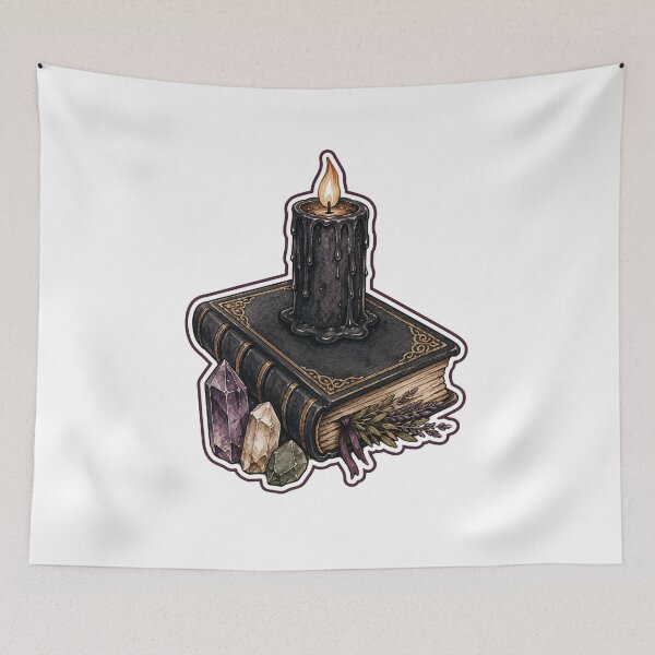 Item preview, Grimoire Candle Crystals Witchy Still Life designed and sold by DreamelleStudio.