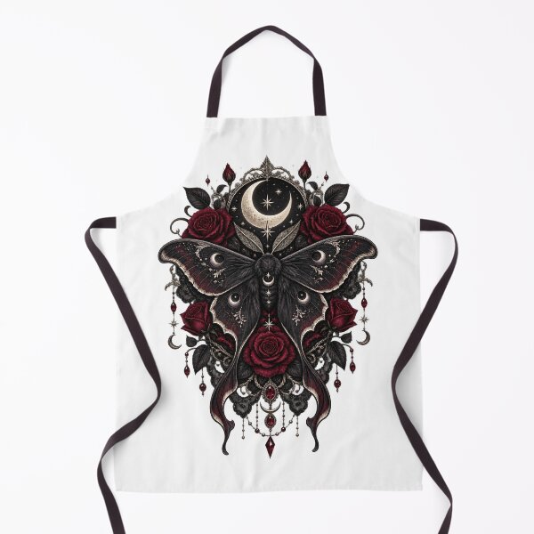 Item preview, Gothic Moth with Roses and Crescent Moon – Dark Romantic Design designed and sold by MentShop1.