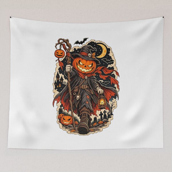 Item preview, Pumpkin Head Halloween Wizard Retro Gothic Horror designed and sold by afr-saad.