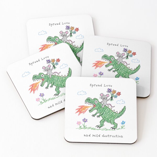 Item preview, Spread Love and Mild Destruction – Funny Mouse & Dragon Doodle designed and sold by Pop Pantheon & Trim Team.
