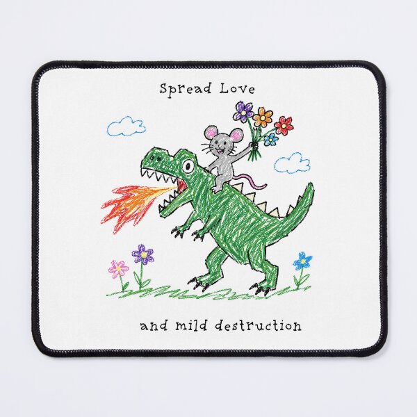 Item preview, Spread Love and Mild Destruction – Funny Mouse & Dragon Doodle designed and sold by Pop Pantheon & Trim Team.