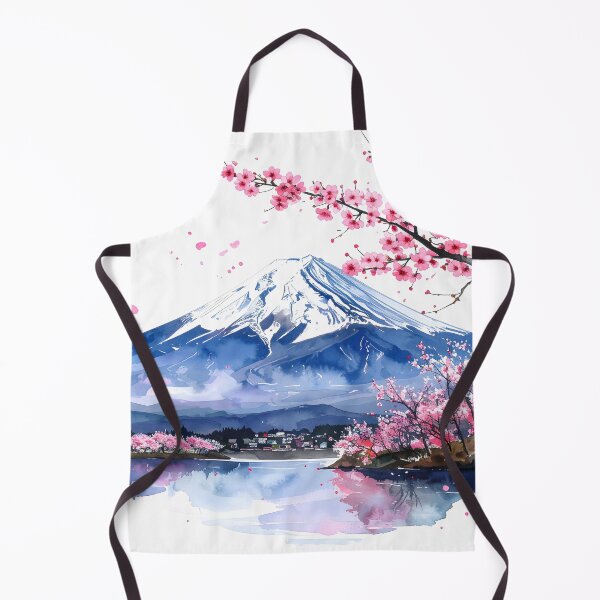 Item preview, Mount Fuji Cherry Blossom Lake Watercolor Painting designed and sold by BetweenForms.