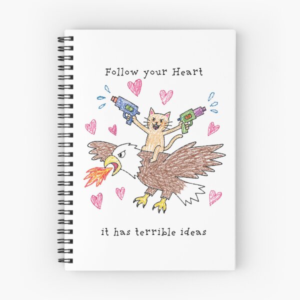Item preview, Follow Your Heart, It Has Terrible Ideas – Funny Cat & Eagle Doodle designed and sold by Pop Pantheon & Trim Team.