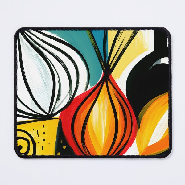 Item preview, Abstract Onion Still Life with Colorful Bottle and Bold Contemporary Kitchen Art in Dynamic Geometry designed and sold by OlfactoART Studio.
