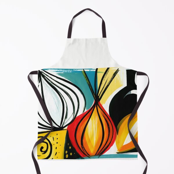 Item preview, Abstract Onion Still Life with Colorful Bottle and Bold Contemporary Kitchen Art in Dynamic Geometry designed and sold by OlfactoART Studio.