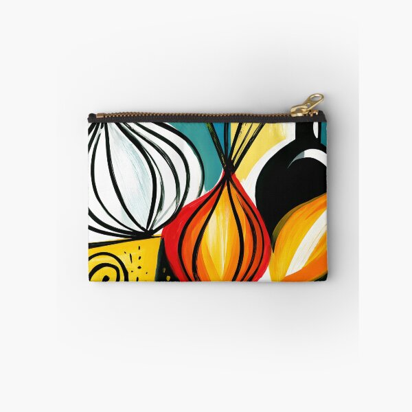 Item preview, Abstract Onion Still Life with Colorful Bottle and Bold Contemporary Kitchen Art in Dynamic Geometry designed and sold by OlfactoART Studio.