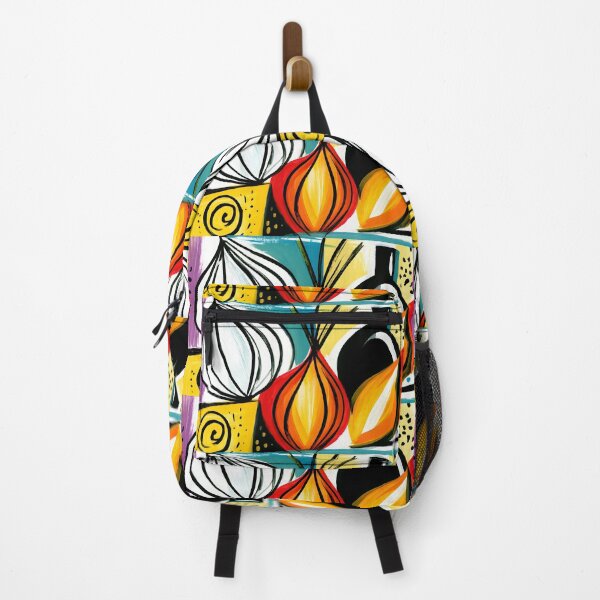 Item preview, Abstract Onion Still Life with Colorful Bottle and Bold Contemporary Kitchen Art in Dynamic Geometry designed and sold by OlfactoART Studio.