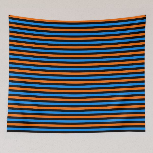 Item preview, Orange And Blue Stripes Design Black  designed and sold by PatternTitan.