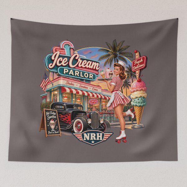 Item preview, Vintage NRH Ice Cream Parlor Metal Sign designed and sold by Normandy Road Heritage.