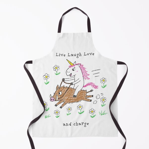 Item preview, Live Laugh Love and Charge – Funny Unicorn & Wild Boar Doodle designed and sold by Pop Pantheon & Trim Team.