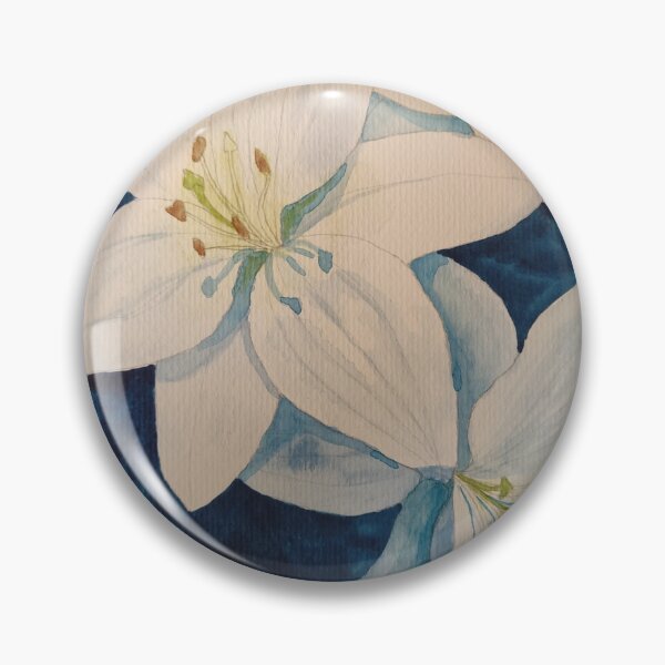 Item preview, White lilies against a blue background painting  designed and sold by esvb.