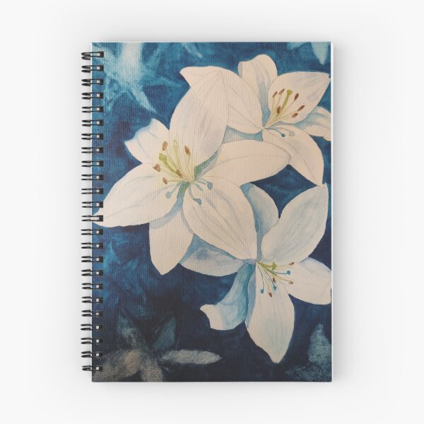 Item preview, White lilies against a blue background painting  designed and sold by esvb.