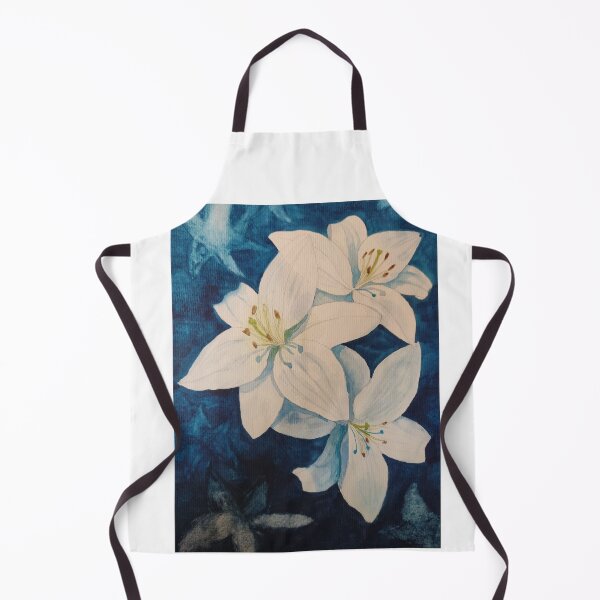 Item preview, White lilies against a blue background painting designed and sold by esvb.