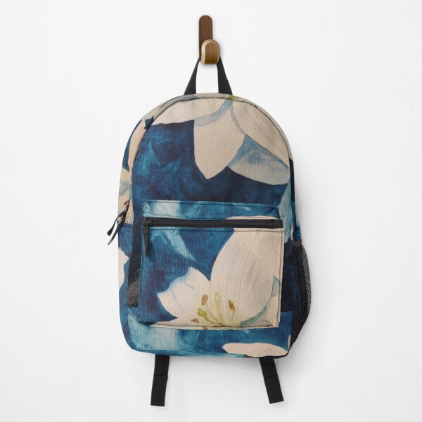 Item preview, White lilies against a blue background painting designed and sold by esvb.
