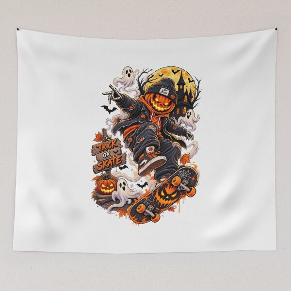 Item preview, Halloween Skateboard Pumpkin Head Skater Trick or Skate Streetwear designed and sold by afr-saad.