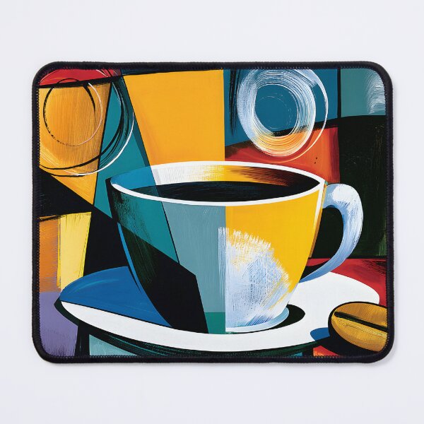 Item preview, Modern Coffee Ritual with Vibrant Geometric Shapes and Bold Contemporary Cafe Inspired Wall Art designed and sold by OlfactoART Studio.