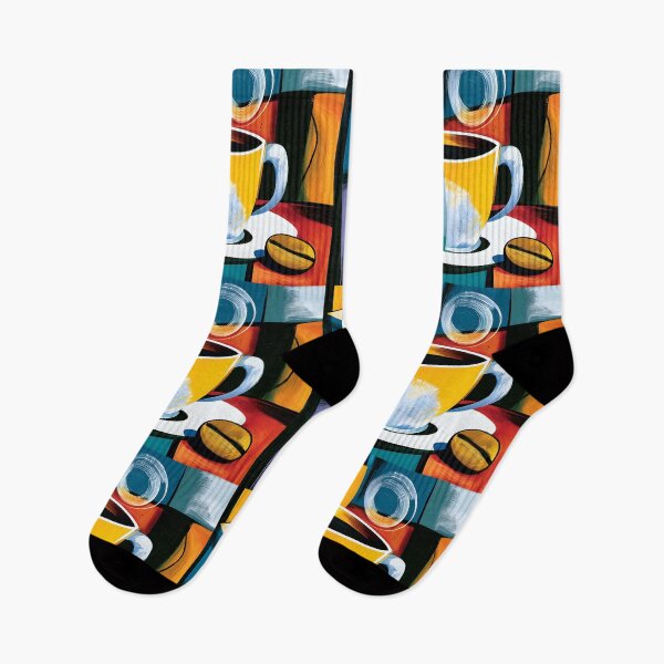Item preview, Modern Coffee Ritual with Vibrant Geometric Shapes and Bold Contemporary Cafe Inspired Wall Art designed and sold by OlfactoART Studio.