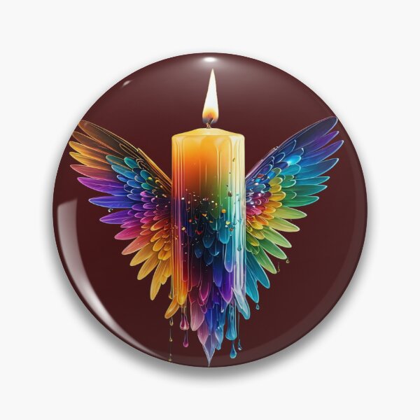 Item preview, The Winged Light of the Soul, Winged Rainbow Candle - Spiritual Art with Multicolored Feather Wings and Melting Wax designed and sold by RAYBIL.