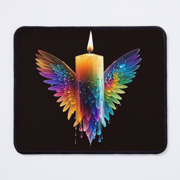 Item preview, The Winged Light of the Soul, Winged Rainbow Candle - Spiritual Art with Multicolored Feather Wings and Melting Wax designed and sold by RAYBIL.