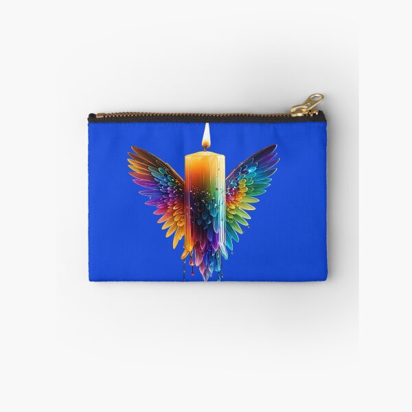 Item preview, The Winged Light of the Soul, Winged Rainbow Candle - Spiritual Art with Multicolored Feather Wings and Melting Wax designed and sold by RAYBIL.
