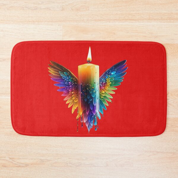 Item preview, The Winged Light of the Soul, Winged Rainbow Candle - Spiritual Art with Multicolored Feather Wings and Melting Wax designed and sold by RAYBIL.