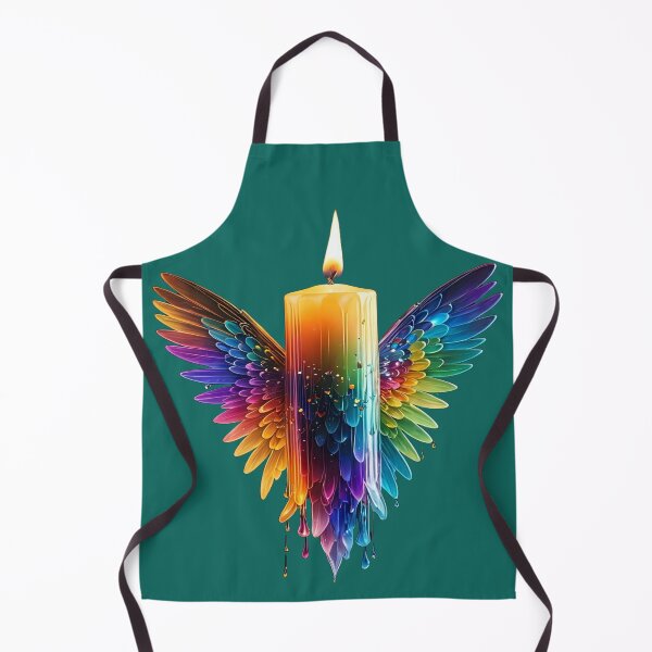 Item preview, The Winged Light of the Soul, Winged Rainbow Candle - Spiritual Art with Multicolored Feather Wings and Melting Wax designed and sold by RAYBIL.