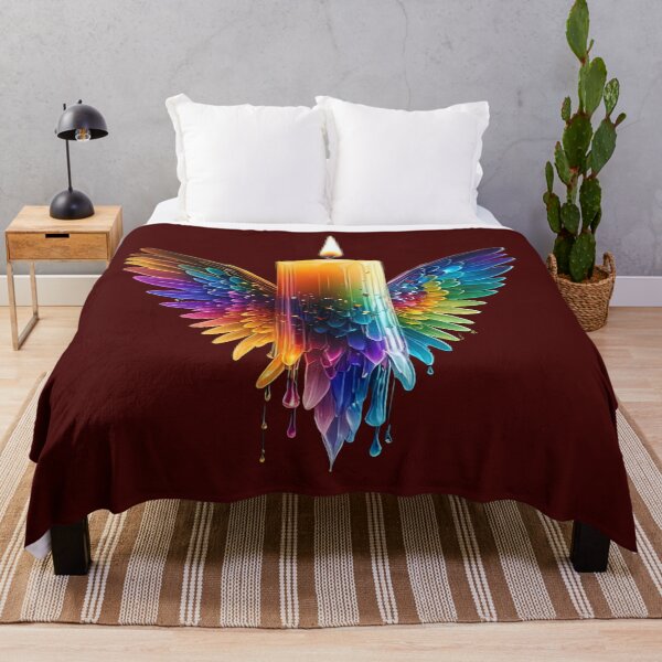 Item preview, The Winged Light of the Soul, Winged Rainbow Candle - Spiritual Art with Multicolored Feather Wings and Melting Wax designed and sold by RAYBIL.