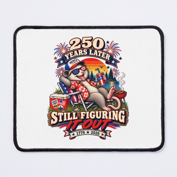 Item preview, 250 Years Later Still Figuring It Out – Funny American Opossum Retro USA 1776–2026 designed and sold by Williams Anderson.