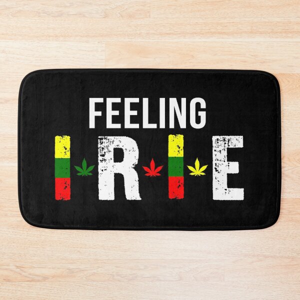 Item preview, Feeling Irie Jamaican Patois Slang With Weed Leaf in Rasta Colors designed and sold by RastaColors.