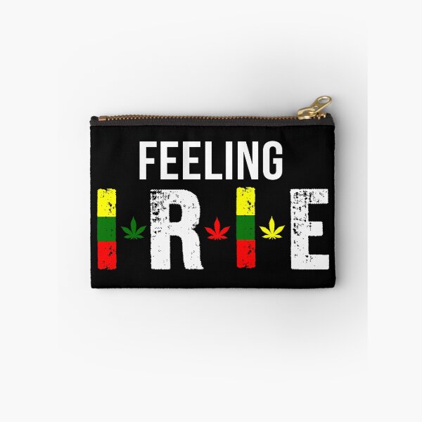 Item preview, Feeling Irie Jamaican Patois Slang With Weed Leaf in Rasta Colors designed and sold by RastaColors.