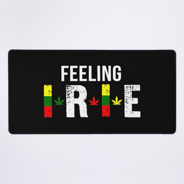 Item preview, Feeling Irie Jamaican Patois Slang With Weed Leaf in Rasta Colors designed and sold by RastaColors.