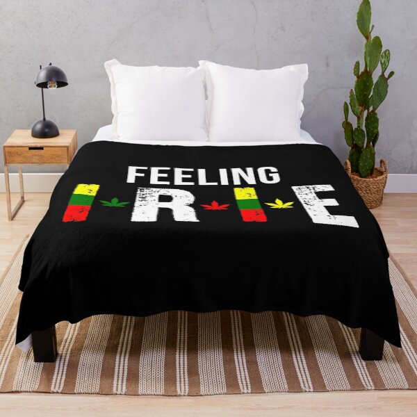 Item preview, Feeling Irie Jamaican Patois Slang With Weed Leaf in Rasta Colors designed and sold by RastaColors.