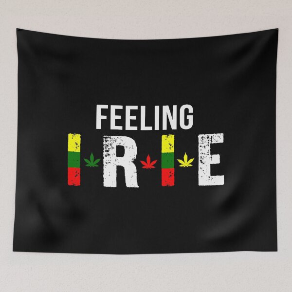 Item preview, Feeling Irie Jamaican Patois Slang With Weed Leaf in Rasta Colors designed and sold by RastaColors.