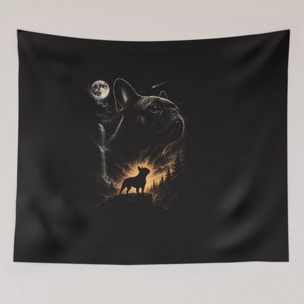 Item preview, French Bulldog Howling at the Moon – Vintage Dog Lover Design designed and sold by Clairenity Studio.