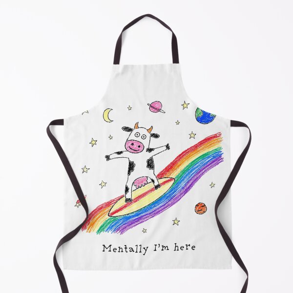 Item preview, Mentally I’m Here – Funny Space Cow Doodle designed and sold by Pop Pantheon & Trim Team.