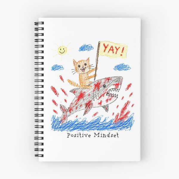 Item preview, Positive Mindset – Funny Cat & Shark Chaos Doodle designed and sold by Pop Pantheon & Trim Team.