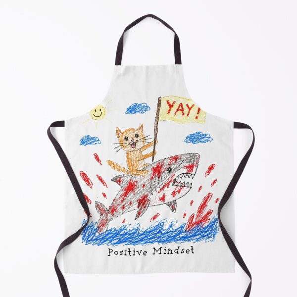 Item preview, Positive Mindset – Funny Cat & Shark Chaos Doodle designed and sold by Pop Pantheon & Trim Team.