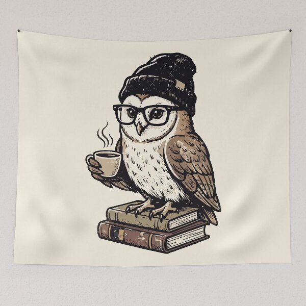 Item preview, Wise Hipster Owl Coffee Glasses Books Beanie designed and sold by Amir Faysal.
