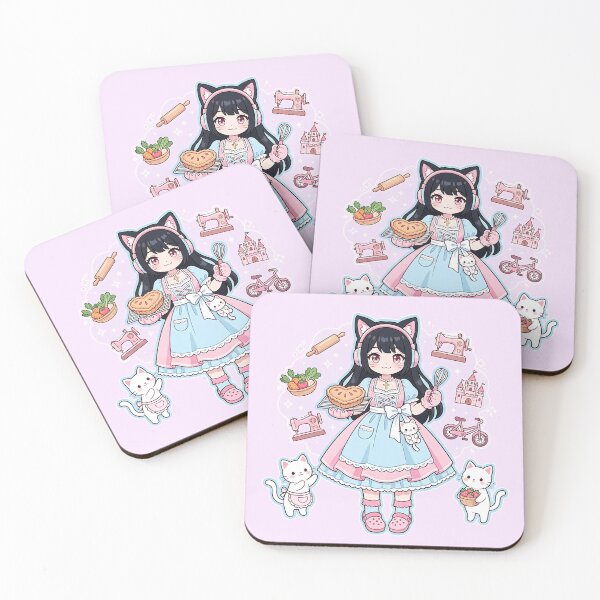 Item preview, Kawaii Anime Cat Girl Baker: Pastel Cozy Vibes designed and sold by CuteKats.