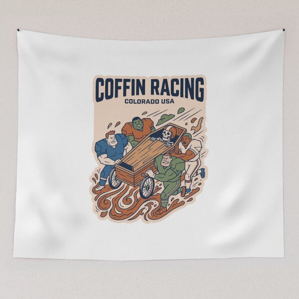 Item preview, Coffin Racing Colorado USA Football Team Skeleton Race Art designed and sold by KiwiRider.