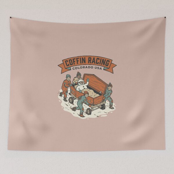 Item preview, Coffin Racing Colorado USA Winter Snowman Coffin Race Art designed and sold by KiwiRider.