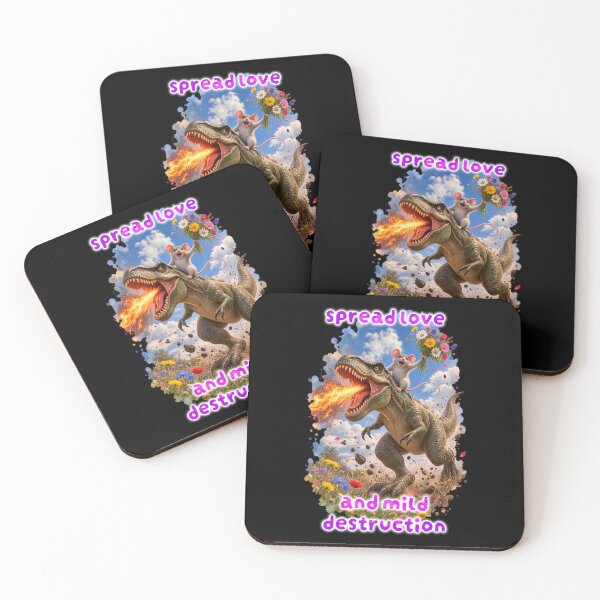 Item preview, Spread Love and Mild Destruction – Mouse Riding a T-Rex designed and sold by Pop Pantheon & Trim Team.