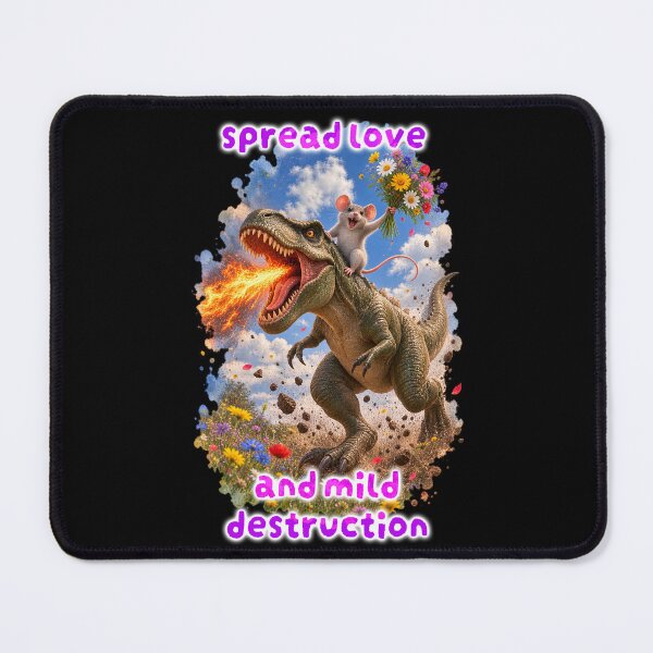 Item preview, Spread Love and Mild Destruction – Mouse Riding a T-Rex designed and sold by Pop Pantheon & Trim Team.